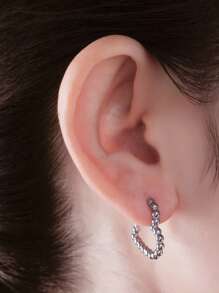 1 paire de boucles d'oreilles à cerceaux en acier inoxydable avec perles en forme de cœur, mode et douce, polyvalente, boîte-cadeau de bijoux pour la Saint-Valentin