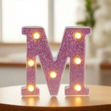 1個 16cm 創意家居裝飾 LED 粉色字母燈，室內桌面裝飾 0-9 數字燈，字母跑馬燈，婚禮求婚週年紀念生日派對裝飾字母與數字燈，女孩臥室裝飾字母燈 - 深粉紅色 - 查看 21