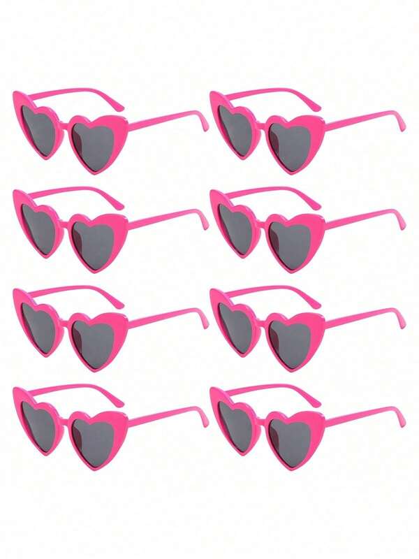 8pcs/Set Vintage Fashion Heart Shaped , Cat Eye Heart Glasses, Suitable For Bridal Shower, Bachelorette Party, Wedding, Bridal Party Favors, Fashion Accessories