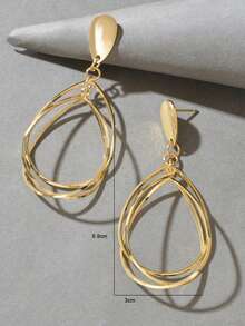 1 Pair Fashionable Golden Multi-Circle Water Drop Pendant, Suitable For Daily Wear - Yellow Gold - View 3