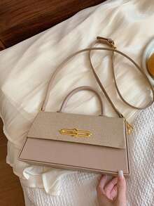 女士手提包，结构盒形，方形包，时尚优雅女士单肩包，粉色