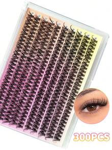 300 Peças Conjunto de Extensão de Cílios Falsos de Alta Capacidade Rolo C 10-16mm Comprimento Misto Cluster de Cílios Falsos Naturais, Macios e Leves, Reutilizáveis, Usados para Criar Maquiagem Perfeita para Festas, Múltiplos Estilos para Escolher, Clusters de Cílios, Clusters de Cílios, Cílios Individuais, Cílios, Cílios Falsos