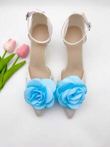2pcs Elegant Fabric Rose Decorative Shoe Clips - Perfect For Weddings, Bridal Parties And High Heels