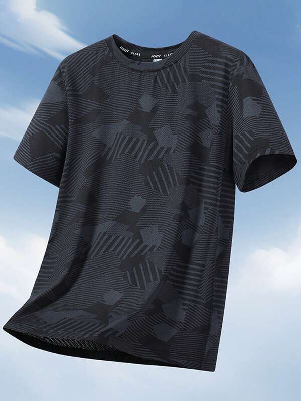 Camiseta de manga corta de verano holgada de seda de hielo para hombre talla grande, tops deportivos casuales transpirables y de secado rápido