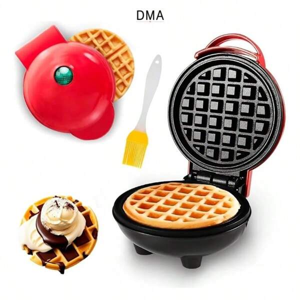 DMA Waflera Redonda Eléctrica para Waffles Fácil Limpiado Antiadherente Color Rojo