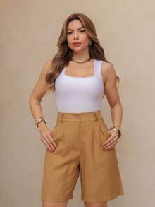 YING ZI Women's Tailored Bermuda Shorts Rose Anne Mode II - Lạc đà - Xem 4