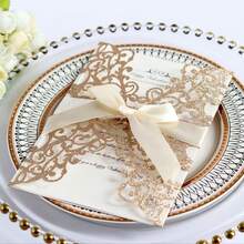 1 Stück/Goldene Zwiebel Papier Pulver Hochzeitseinladungskarte, lasergeschnittene Hohlkarte - Exquisite Grußkarte, geeignet für Hochzeiten, Verlobungen und Partys