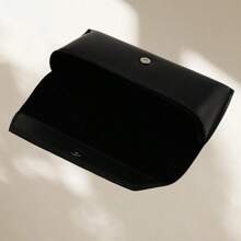 1pc New Style Soft Pressed Button Edged Optical Glasses Case, Portable Sunglasses Box