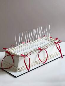 6pcs/12pcs Pearlescent White Curved Candles For Birthday Party Cake Decoration - Pearlescent White - View 2