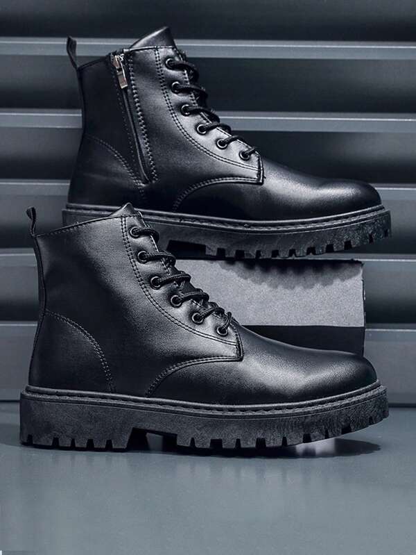 Botas casuais de cano alto reforçadas para o outono/inverno de 2025, com solado grosso e quente, impermeáveis e antiderrapantes, ideais para o trabalho, viagens e outras atividades ao ar livre.