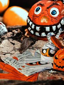 50pcs-Halloween Candy Bags - Set Of 50 Plastic Bunny Ear Snack Bags For Trick Or Treat, Halloween Party Decorations And Favors - Cute Cookie Gift Bags With Pumpkin And Mummy Designs - Multicolor - View 7