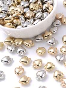 60pcs Puffy Heart Charm Tiny Love Pendant CCB Plastic Pendants 1.6mm Small Hole Heart Charms Golden Dangle Pendants For Valentine Gifts DIY Jewelry Making Kit Necklace Bracelet - Love Pendant - View 3