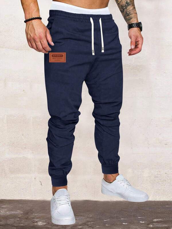 Pantaloni casual sportivi da uomo nuovi per primavera e autunno, con monogramma, prensione, per attività all'aperto, campeggio, viaggi, vacanze, attività quotidiane, vita avvolta, drawstring