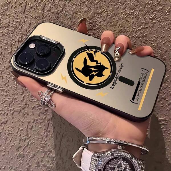 pokemon Set da 3 custodie magnetiche di protezione compatibili con iPhone 15 Pro Max, con design a lampadina Pikachu, cover in stile cartone animato carino per iPhone 16, 14, 13