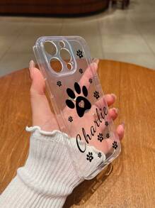 1 pieza Funda de teléfono personalizable con huella de pata de mascota, TPU transparente anti-caídas, cumple con las necesidades personalizadas del cliente, compatible con modelos A05, A04, A11, A24, A25, A26, A33, A12, A13, A14, A15, A52, A54, A55, S23 Ultra, S24 Ultra, A52S y modelos Apple 16 Pro Max, 16 Pro, 15 Pro Max, 14 Pro Max, 13 Pro Max, 13 Pro, 15 Pro. Amado por entusiastas de las mascotas, de moda, colorido, lindo, sencillo, un regalo único para amigos y fines conmemorativos