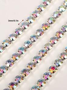 1米/3米/10米单排水钻链，多用途DIY水晶爪链，适用于服装、鞋子、包包装饰