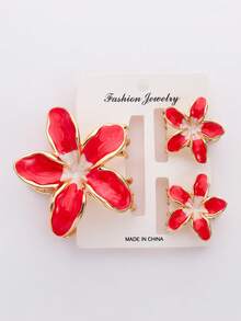 3个锌合金珐琅百合花发夹，可爱女孩夏季海滩度假发夹，雏菊花发夹，女士半包发夹，发爪，仙女发夹（随机款式纸盒包装） - 彩色 - 查看 3