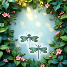 2Pcs Dragonfly Embroidered Sewing On Patch, Sew On Applique, Iron On Patches, Clothes Shoes Bags Decoration Patch Dress Hat Jeans Jacket Pants Mask Decorations Embroidered Appliqu Patches - 綠色 - 查看 5