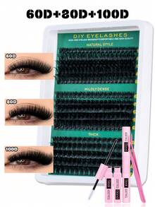 MEM 800/300/290/270pcs Individual False Eyelashes, 8-16mm D Curl Lash Extension Kit With Glue And Sealant, DIY Eyelash Extension Tools, Suitable For Beginners, Travel, Daily Wear, Wedding, Date, Party, Holiday - Christmas/Halloween/Gift - 黑色 - 查看 12