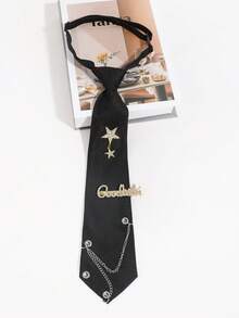 1pc Fashion Simple Y2K Punk Style Star/Goodluck/Love Decorative Detachable Self-Tie Bowknot, Suitable For Parties, Banquets, And Daily Wear - A - View 15