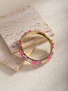 1 件时尚波西米亚风格锌合金和树脂彩色弹性手镯，适合女士 - 滴油款 - 查看 5