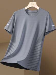 1件女士速干T恤，冰丝圆领短袖，弹力吸汗速干运动衫，适合女性健身训练 - 灰色 - 查看 2