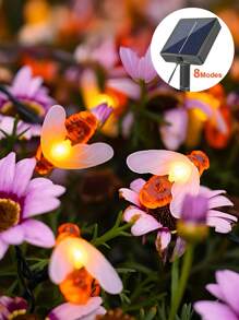 1 pieza Luces solares para exteriores, diseño de abeja, 8 modos, 100/50/20 luces de hadas solares de LED, para jardín, patio, árbol, fiesta, boda, regreso a clases, Halloween, Acción de Gracias, Navidad y celebraciones.