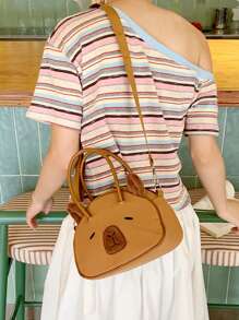 新款时尚水豚贝壳包，卡皮巴拉立体手提包，可爱女生斜挎包，适合初中高中大学生书包。