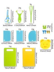 8/27件套儿童厨房烹饪工具套装，蔬菜切割玩具，适合幼儿、儿童，模拟家庭游戏玩具，适合儿童切割蔬菜、蛋糕、水果（部分配件颜色和形状随机） - 彩色 - 查看 12