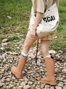 时尚韩版简约高筒雨靴女款防水防滑耐用户外/厨房工作靴 - 棕色 - 查看 8