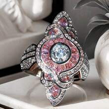 Sparkling Luxury . Creative Pink  Channel Set Rings - Couple Promise Rings For Wedding, Engagement & Eternity - Anniversary, Birthstone Gifts For Men & Women On Romantic Holidays - Hồng - Xem 1