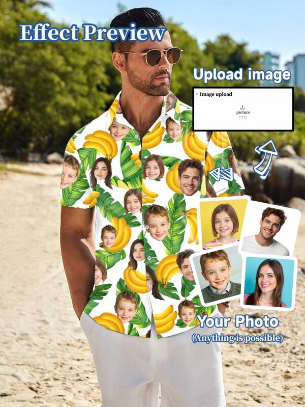 Customized Hawaiian Shirt, Personalized With Male/Female Portraits, Children, Pets, Cartoon, Holiday Themed Interesting Shirts
