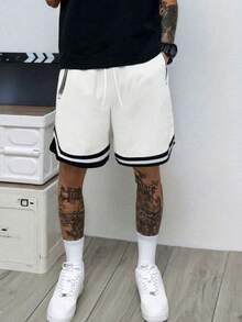 男士休闲运动短裤，拉链口袋，健身房锻炼短裤，抽绳腰带，篮球短裤，弹力轻便运动裤，适合篮球、棒球、健身、跑步、训练、运动、户外活动，父亲节礼物