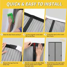 1 Stück extra großer magnetischer Fliegenschutz, schwarz-Netz dekorativer Insektenschutz Vorhang, atmungsaktiv, Sommer Schlafzimmer/Küche/Terrasse Abdeckung, selbstschließendes magnetisches Fliegengitter, moderne Heimdekoration