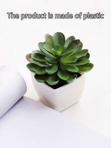 1pc/3pcs Artificial Mini Succulent Echeveria Desk Planter, Home Living Room Office Tabletop Decor, Mother's Day Wedding Party Centerpiece - Green - View 2