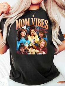 Retro 90s Cool Mom Shirt - Funny Mama Life Tee |   Vintage Tv Show Movie Oversized Aesthetic |   Mother's Day Gift Casual Cotton Short Sleeve Streetwear Women's Topgraphic Tees Men Shirts Streetwear White Shirt Black Shirt - A3 - 查看 2