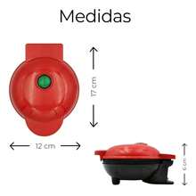 DMA Waflera Redonda Eléctrica para Waffles Fácil Limpiado Antiadherente Color Rojo - Tipo de Enchufe A USA (110-127V) - Ver 2