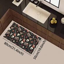 1 buc. Covoraș cu design de craniu, moale și durabil, covoraș antiderapant din poliester, potrivit pentru sufragerie, dormitor, cameră de jocuri și baie, Halloween