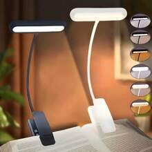 1pc/2pcs Adjustable Brightness & Color Temperature Clip-On Reading Light, Flexible & Portable For Bedside, Bedroom, Book Reading, Available In Black, White, Pink