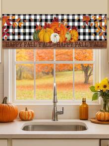 1 件感恩节短窗帘帷幔，感恩节黑白格子南瓜枫叶短窗帘，感恩节客厅餐厅咖啡厅厨房装饰半窗帘，感恩节隐私屏幕短门窗帘，秋收派对装饰横幅，感恩节快乐房间装饰背景，感恩节家居装饰，感恩节礼物派对回礼，感恩节悬挂装饰，季节装饰 - 感恩節南瓜 - 查看 4