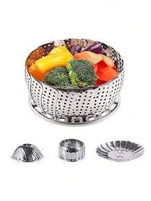 1pc-DeTODO Stainless Steel Steamer Steamed Vegetables - Multicolor - View 5