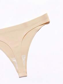 6pcs/Pack Women's Seamless Thongs, Ice Silk Breathable Sports Underwear With Cotton Crotch - Apricot - View 4