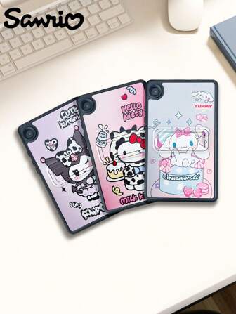 Sanrio Cute Cow KT Cat Tablet Case Suitable For Samsung TAB A9 & Cake Big Ear Dog Tablet Silicone Soft Shell TAB A7 Stand Painted Protective Cover