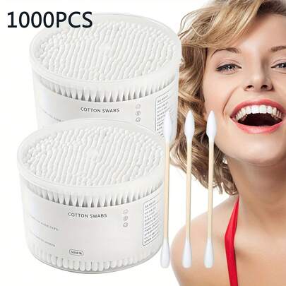 1000 unidades de bastoncillos de limpieza universales de bambú - Punta estándar con doble extremo para higiene personal, limpieza del hogar, belleza, oídos, aplicador, limpieza - Sin formaldehído, de uso múltiple, accesorios de cuidado personal, diseño ergonómico, bastoncillos duraderos
