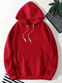 American Retro Street Casual Style Pattern "Beautiful Women's Blouse, Ace, Women's Pattern Shirt, Funny, Christmas Nightmare, Horror, THE'S SOME HORRORS IN THIS HOUSE, Halloween, Bandaged Zombies" One-Sided Printed Loose Women's Hoodie - 紅色 - 查看 3