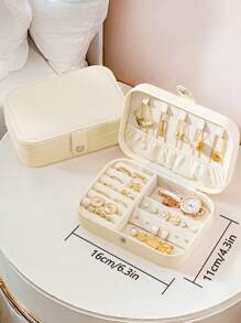 1pc Portable Multi-Functional Jewelry Box With Storage Bag, PU Leather Jewelry Ring Box Necklace Box Jewelry Box Oxidation Proof Birthday Gift, Super Large Capacity Jewelry Box For Earrings, Rings, Bracelets, Necklaces, Hair Accessories, Suitable As Gift For Girlfriends, Friends, Girls For Holiday Or Birthday Summer Goods For Women Storage Organizer Gift Back To School
