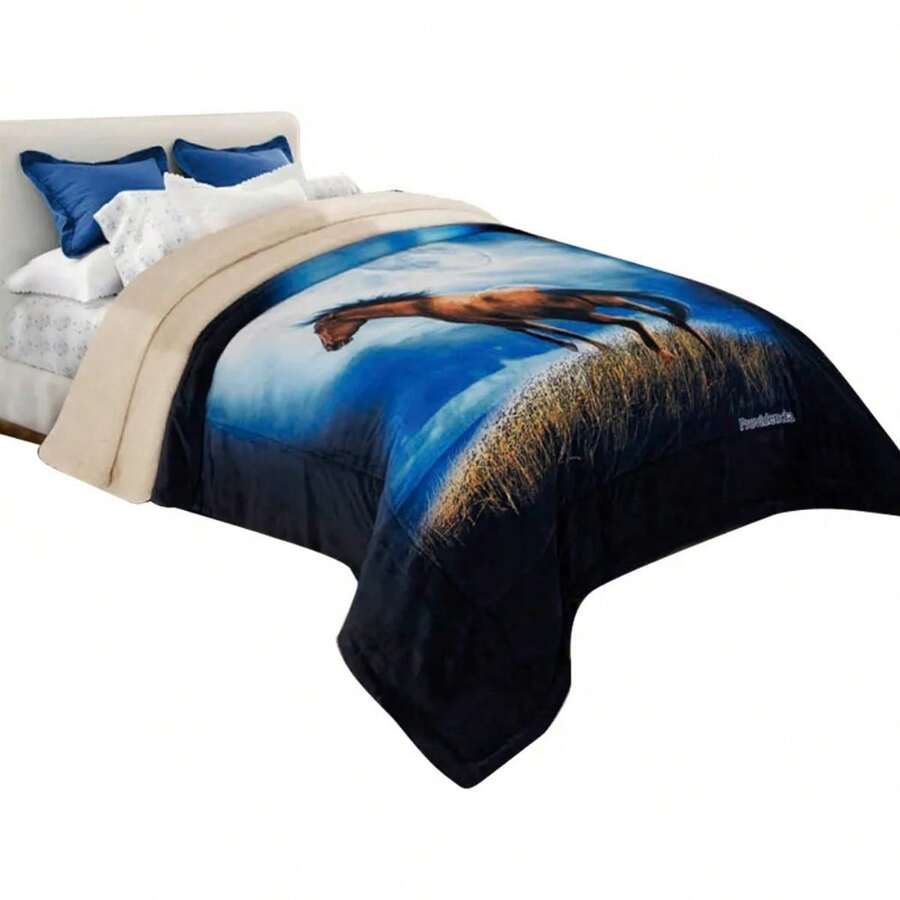 Cobertor Jumbo Matrimonial con Borrega – Súper Suave, Cálido y con Diseños Trendy para esta temporada de Frio- Beautty Home - Mustang - Ver 1