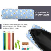 1个圆柱形小雏菊图案铅笔袋，极具吸引力的学生文具收纳袋，多种颜色可选，适合学生返校桌面文具收纳