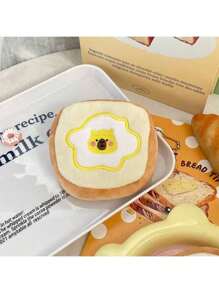 Cute Cartoon Fried Egg Toast Plush Coin Purse, Capybara Coin Lipstick Round Coin Case, Bluetooth Earphone Storage Card Holder