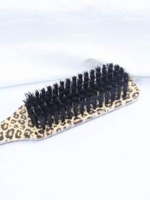1 件豹纹光滑后背发刷，适用于光滑马尾发髻和抚平头发、散落、边缘控制、向后梳理和挑逗发刷，带宽鼠尾，用于分区和分缝、发刷、梳子和理发沙龙配件、美容旅行必需品、返校、旅行度假必需品、女士发饰